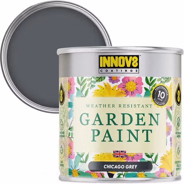 Innov8 Coatings Garden Paint in Black with a Satin Gloss Finish, 0.75 l