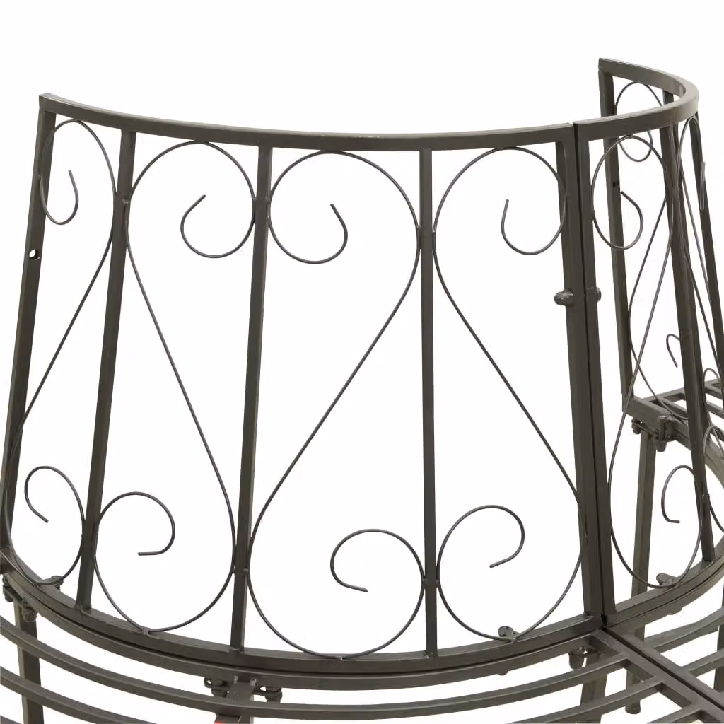 Berkfield Home Garden Half Round Tree Bench in Grey Metal, 160 cm – 3