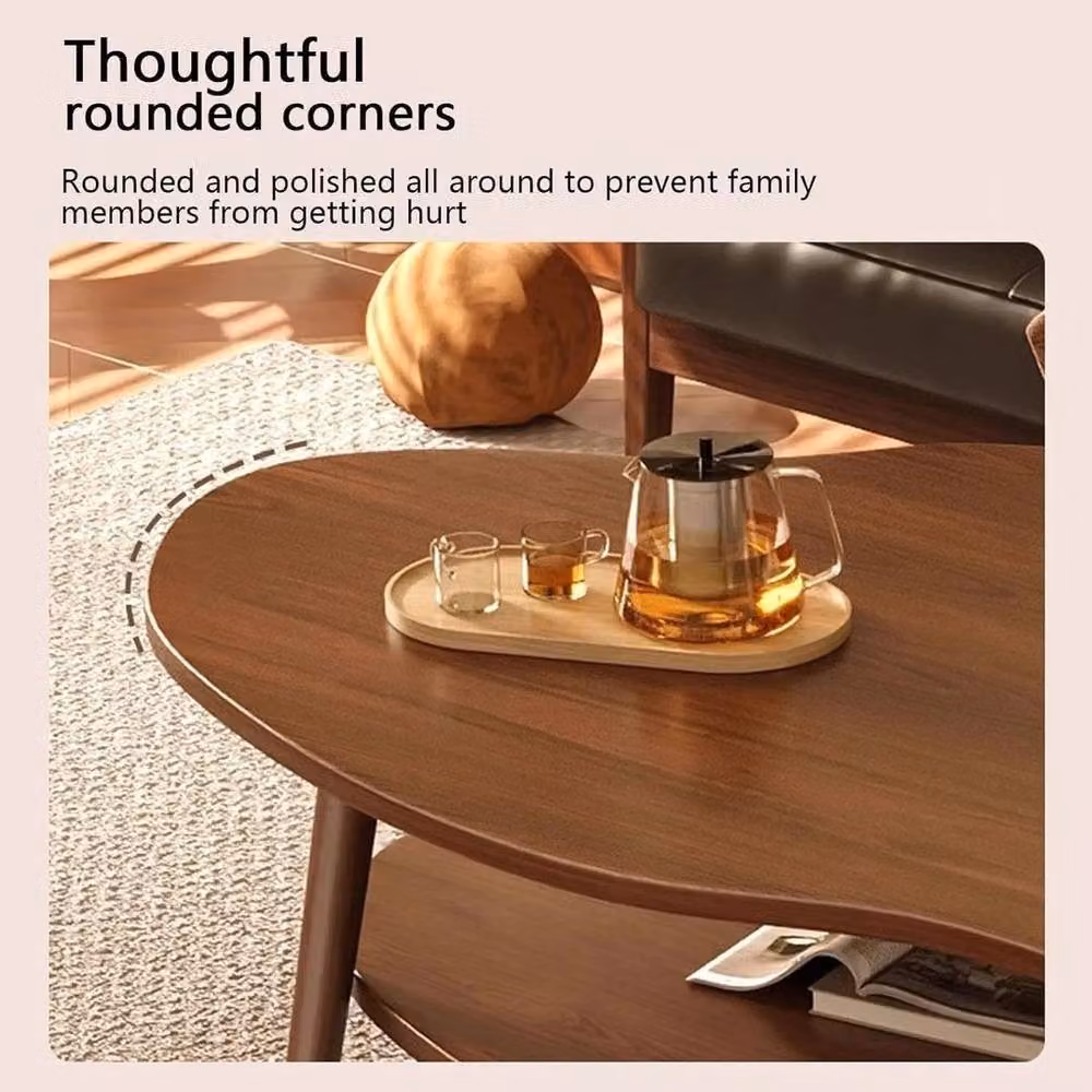 KORVIXA 2-Tier Minimalist Wooden Coffee Table in Brown, W/D/H: 100 x 50 x 40 cm – 5