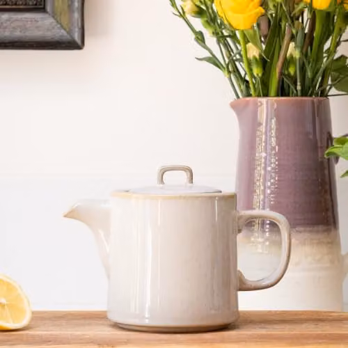 Scandi Home Oslo Cream Ceramic Teapot with Stainless Steel Infuser, 1 l – 2