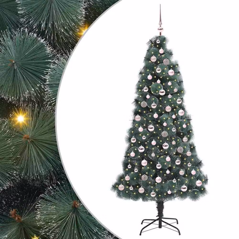 Berkfield Home Elegant Pre-lit Artificial Christmas Tree with Ball Set, Green, Height: 210 cm – 3