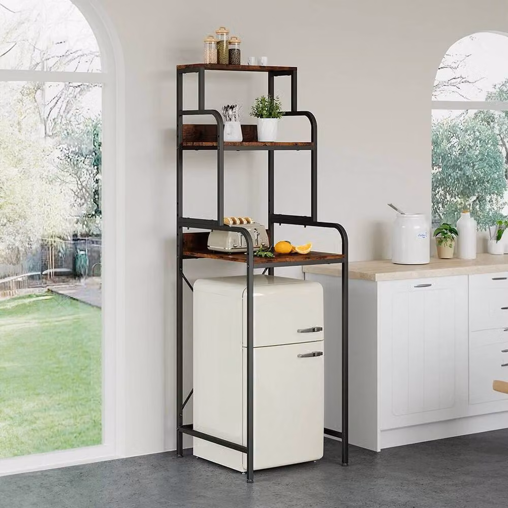 KORVIXA Freestanding Kitchen Storage Rack in Black, W/D/H: 100 x 100 x 100 cm – 2