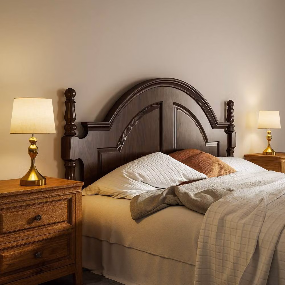 Wyld Haus Rino Set of 2 Modern Table Lamps with Gold Metal Bases and Beige Fabric Shades – 6