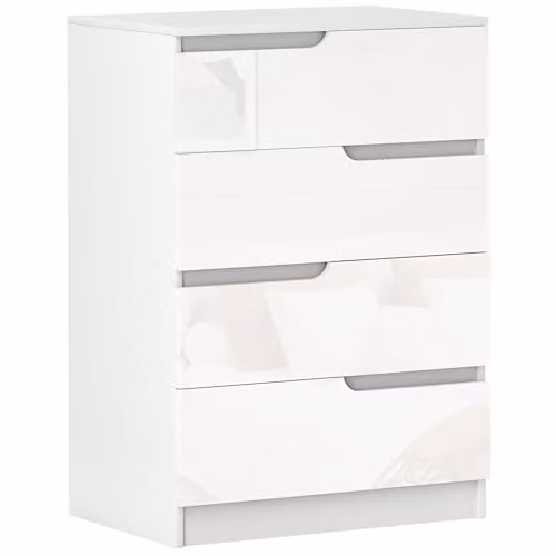 HOMCOM Modern 4-Drawer Dresser in White, W: 60 cm, D: 40 cm, H: 85 cm