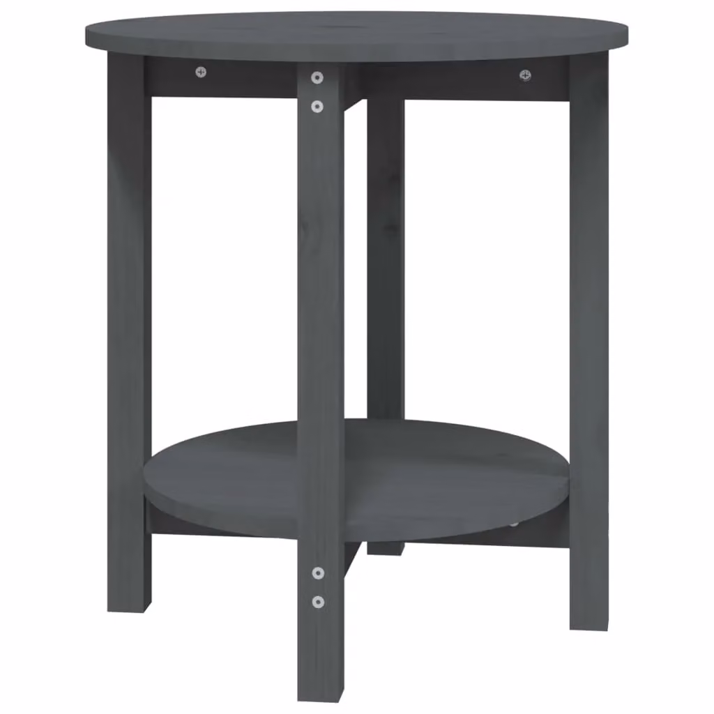 Berkfield Home Round Rustic Pine Coffee Table, Grey, W/D/H: 55 x 60 x 60 cm – 2