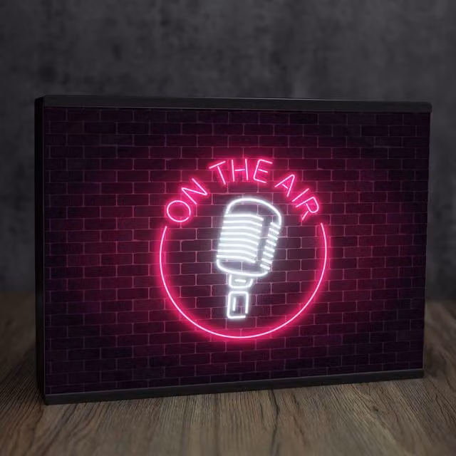 Echo Three On The Air XL A4 LED Retro Light Box Room Sign in Black