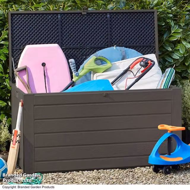 Garden Gear 680 Litre Garden Storage Box with Sit-on Lid, Grey