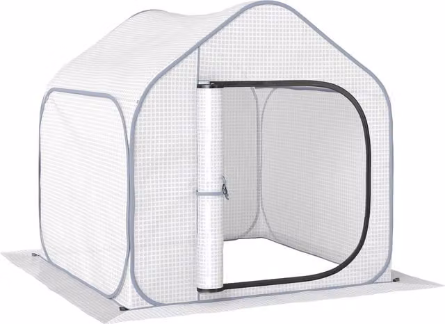 Outsunny White Pop-Up Greenhouse, W: 150 cm, D: 148 cm – 1