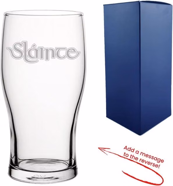 Uniqueful Personalised Slainte Celtic Engraved Beer Glass in Clear, 550 ml – 1