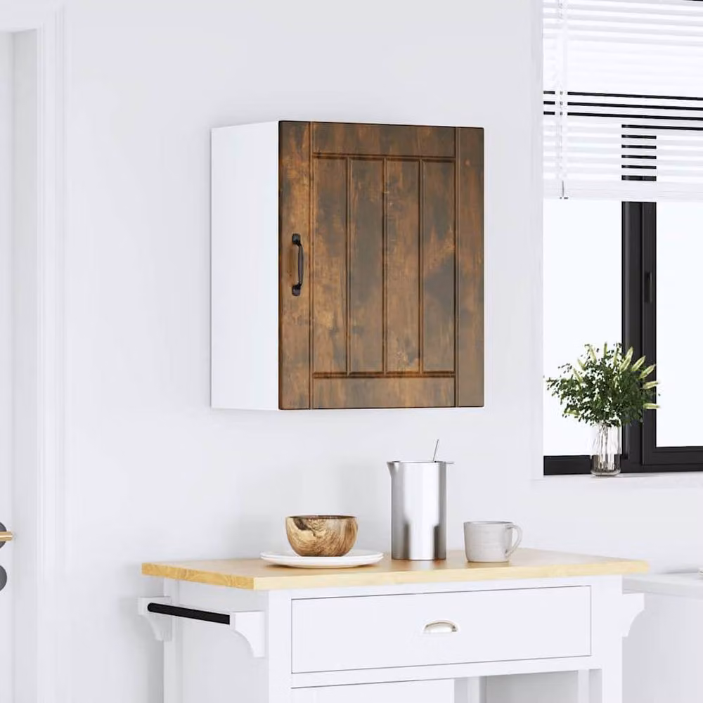 Berkfield Home Lucca Kitchen Wall Cabinet in Smoked Oak with Glass Doors, Brown – 2