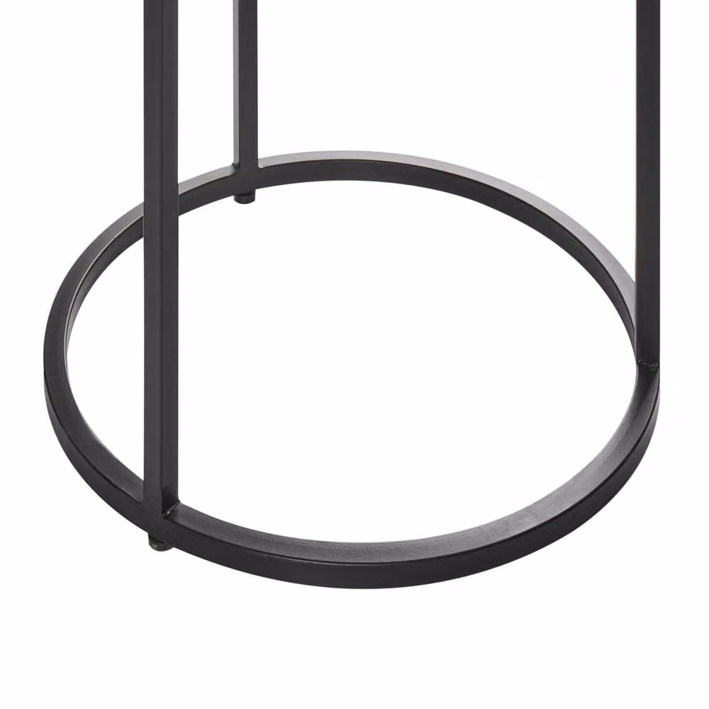 Wyld and Coco Round Marble Top Side Table with Black Powder-Coated Iron Base, Diameter: 40 cm – 3