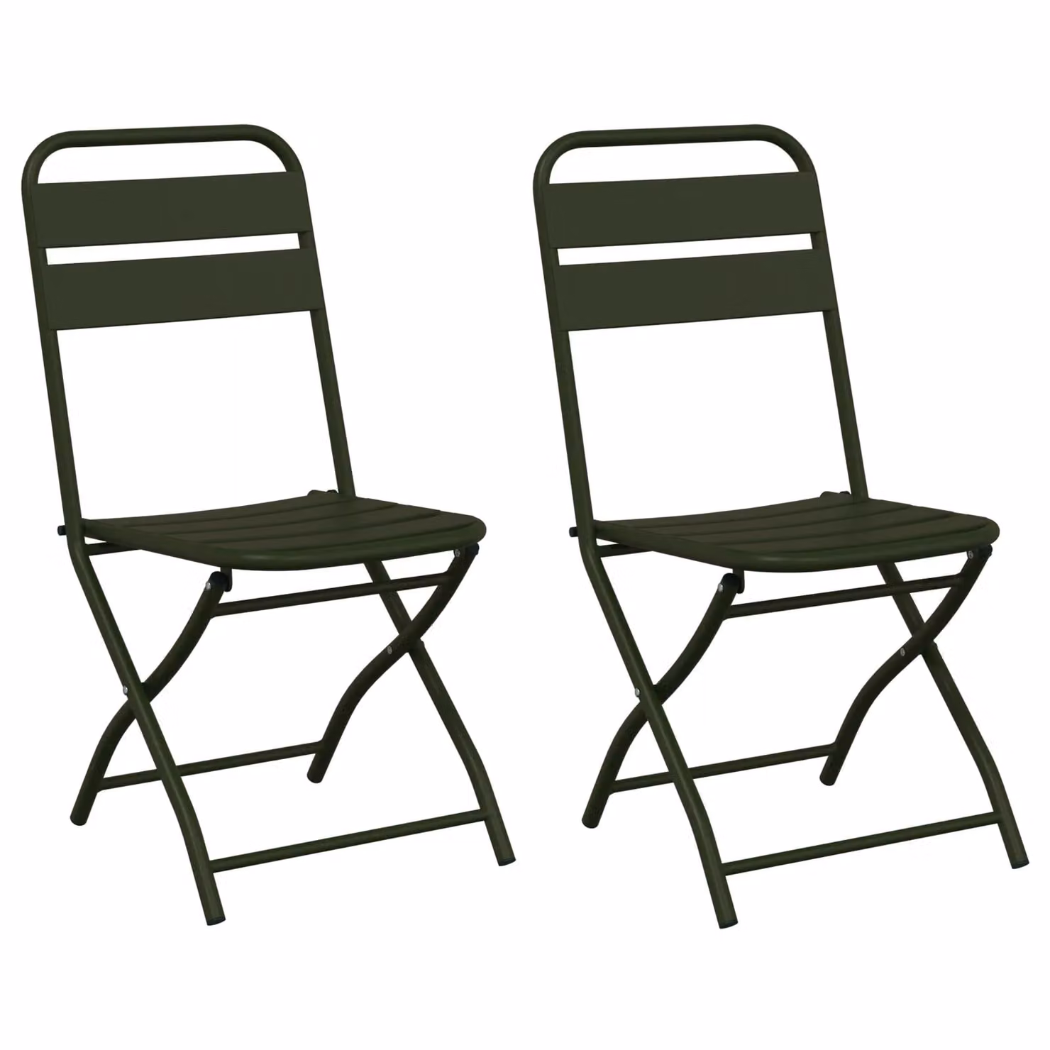 Berkfield Home Folding Garden Chairs, 2 Pack, Dark Green, W/D/H: 42 x 35 x 82 cm – 1