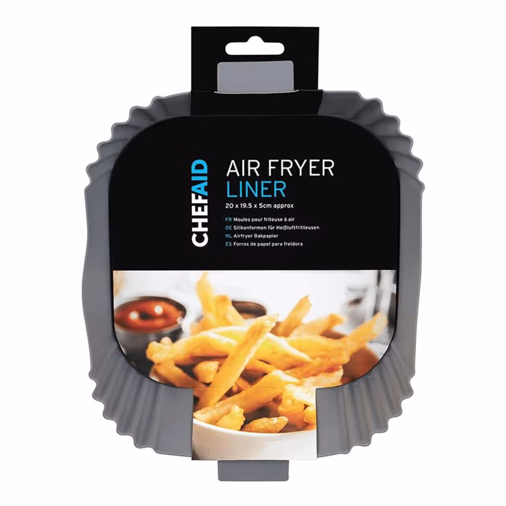Chef Aid Silicone Square Air Fryer Liner Tray, Grey, W: 20 cm, D: 19.5 cm, H: 5 cm – 2