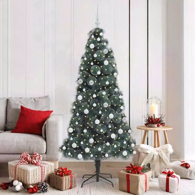 Berkfield Home Artificial Pre-lit Christmas Tree with Ball Set, Green, Height: 180 cm – 1