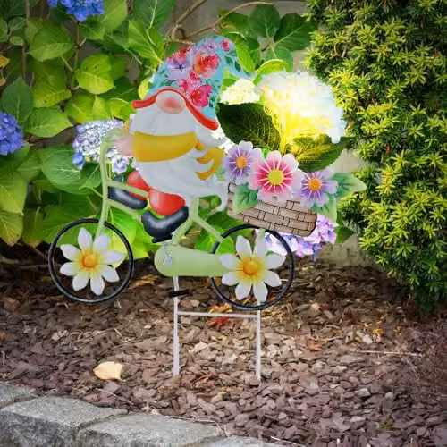 Globo Lighting Solar LED Garden Lamp Multicolour Gnome on Bicycle, Height: 52.5 cm – 4