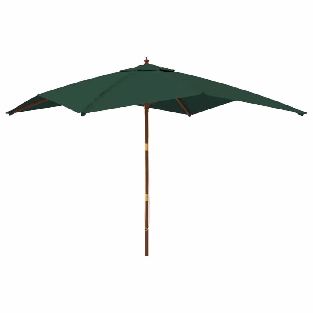 Berkfield Home Green Garden Parasol with Wooden Pole, W/D/H: 300 x 300 x 273 cm – 2