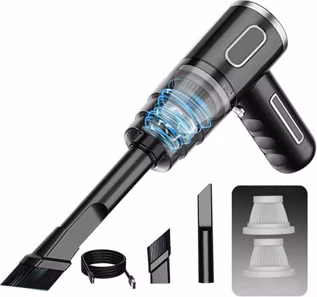 Nordara Black Wet and Dry Cordless Handheld Car Vacuum Cleaner with Strong Suction