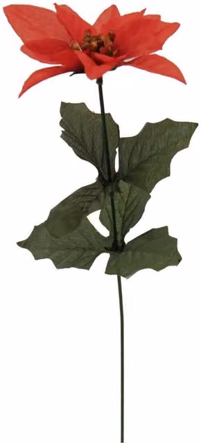 KDMD Red Single Stem Poinsettia Plastic Floral Decor, 2 Pack of 12