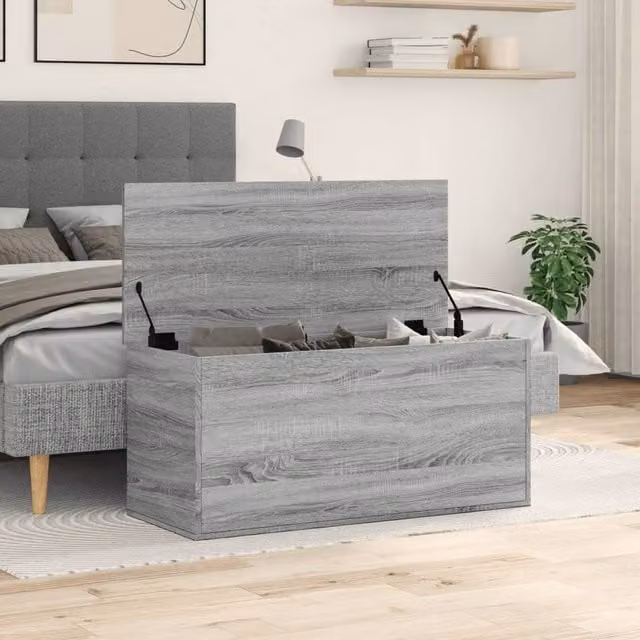 Berkfield Home Grey Sonoma Storage Box in Engineered Wood W/D/H: 100 x 42 x 46 cm – 1