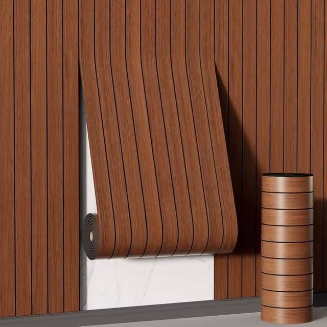 Kelvenix Self Adhesive Wood Grain Effect Vinyl Wallpaper Roll in Brown, 0.6 m2 – 1