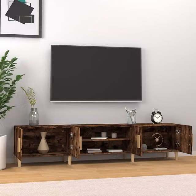 Berkfield Home Mid Century TV Cabinet in Smoked Oak Brown, W/D/H: 180 x 31.5 x 40 cm – 1