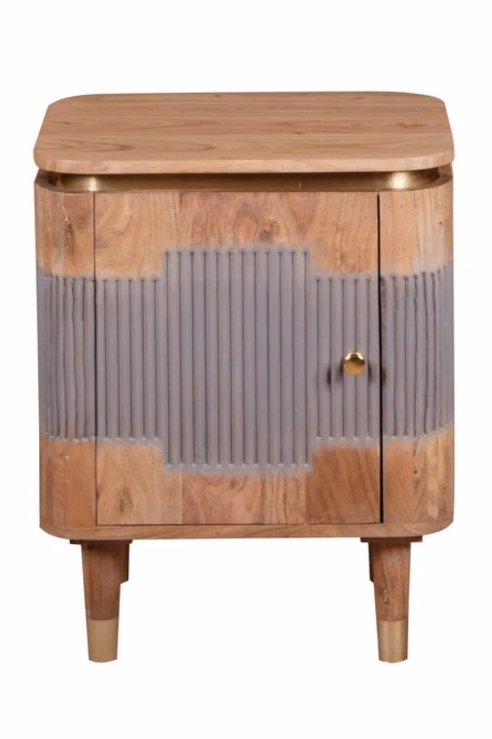 IH Design Wilden Solid Acacia Wood Bedside Table in Grey, W/D/H: 40.0 x 50.0 x 60.0 cm – 2