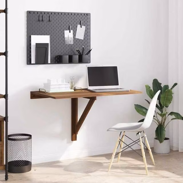 Berkfield Home Folding Wall Table in Brown Oak, W/D/H: 100 x 60 x 56 cm