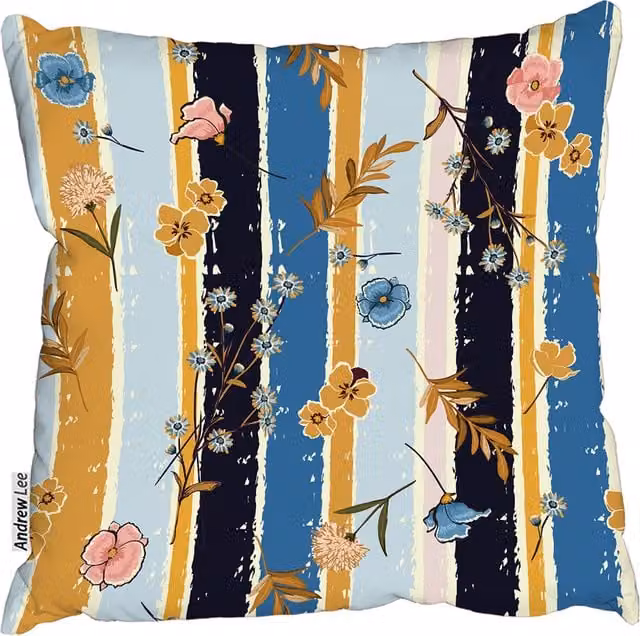 Andrew Lee Meadow Flowers Candy Colorful Brush Stripe Cushion, Blue, W: 60 cm x H: 60 cm