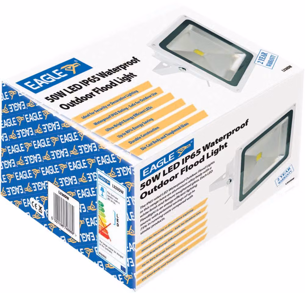 Eagle 50W White LED Floodlight with Aluminium and Glass Housing – 2