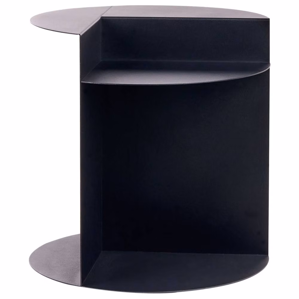 Wyld and Coco Evercraft Black Metal Round Side Table with Built-In Shelf, W/D/H: 40 x 40 x 45 cm – 2