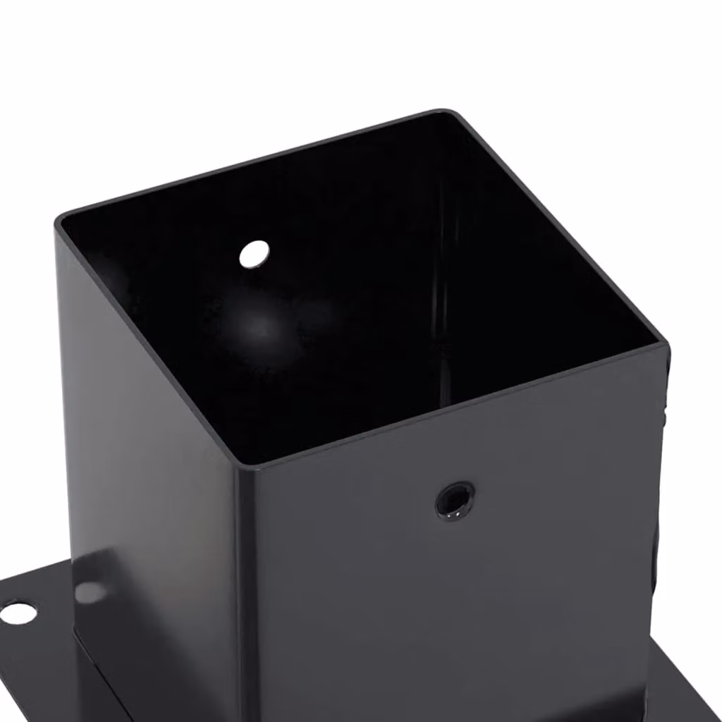 Berkfield Home Square Post Bases, 4 Pack, Anthracite, Powder-coated Steel, W/D: 12.1 x 12.1 cm – 4