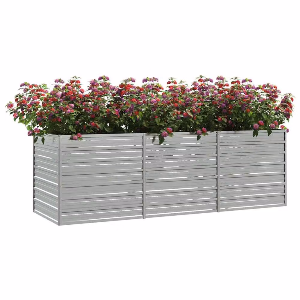 Berkfield Home Garden Galvanised Steel Raised Bed in Silver, W: 240 cm, D: 80 cm, H: 77 cm – 3