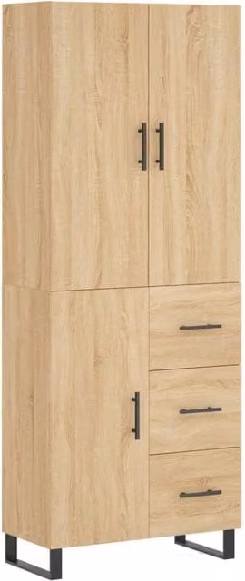 Berkfield Home Sonoma Oak Highboard in Brown, W/D/H: 69.5 x 34 x 180 cm