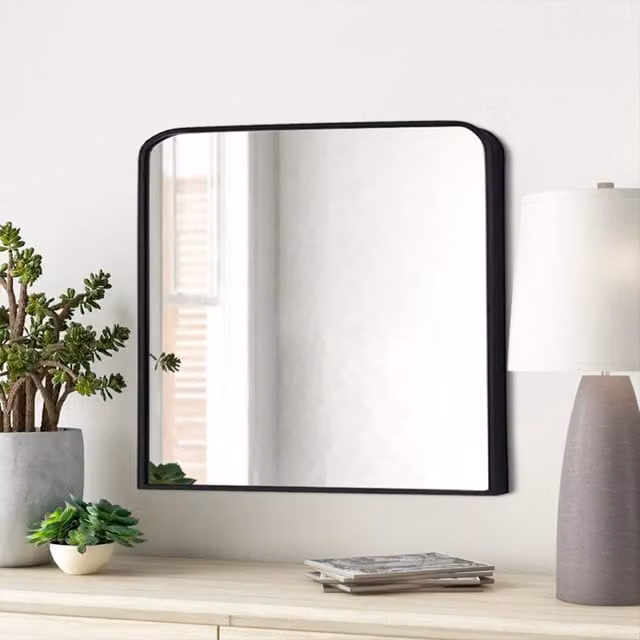 Livingandhome Modern Simple Arched Wall Mirror in Black