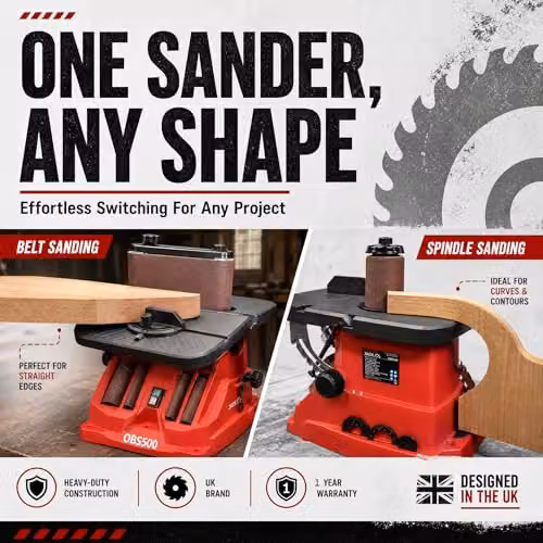 Lumberjack Red Benchtop Bobbin Spindle Belt Sander 450W 230V 58OPM – 2