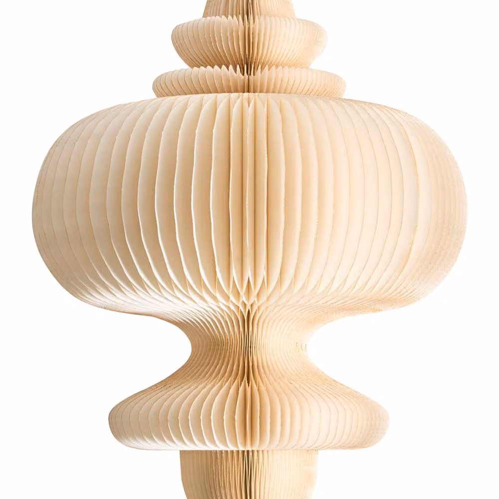 Wyld and Coco Pleated Pendant Lamp in Beige with Paper and Metal Shade – 2