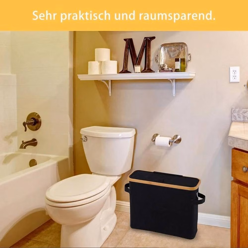 Kelvenix Waterproof Bamboo Toilet Paper Storage Basket in Black – 3