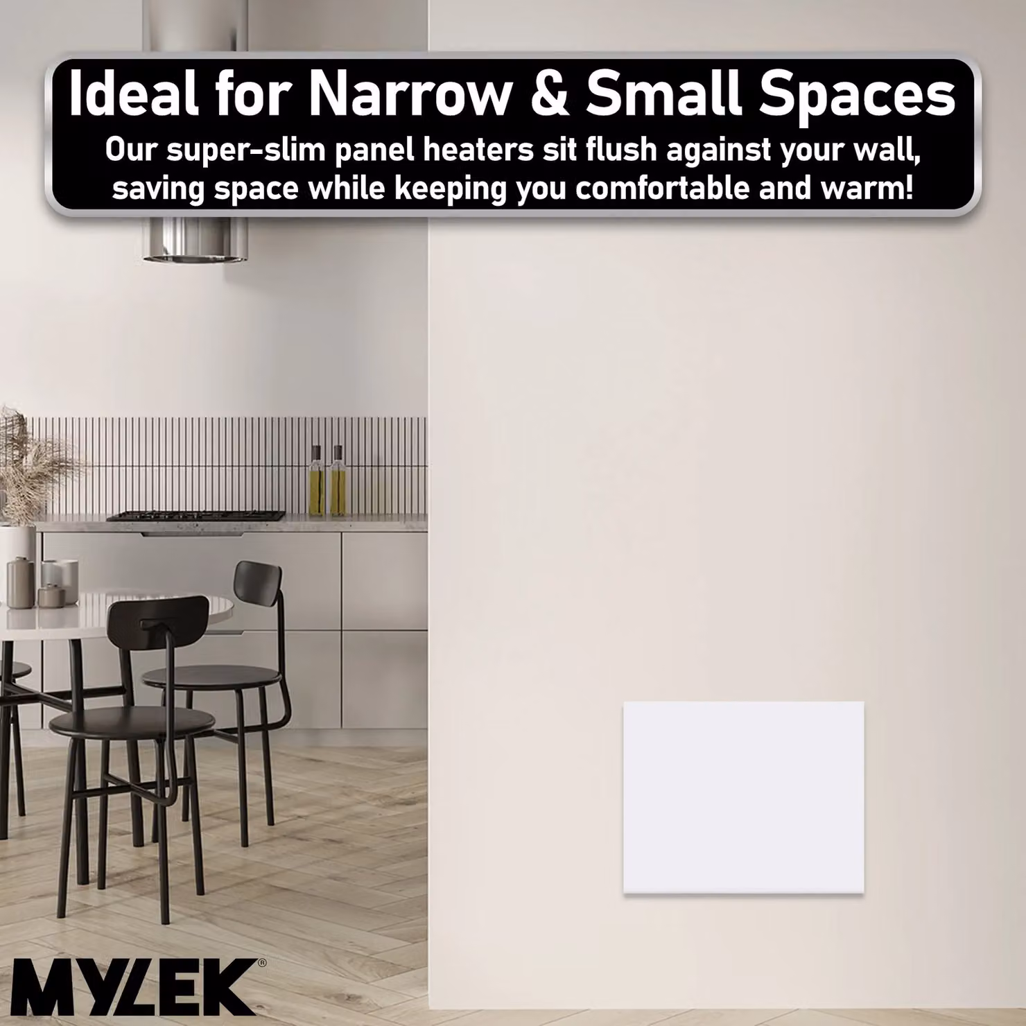 MYLEK 500W Slimline Electric Panel Convector Heater with WiFi App Control, White, Wall Mounted – 4
