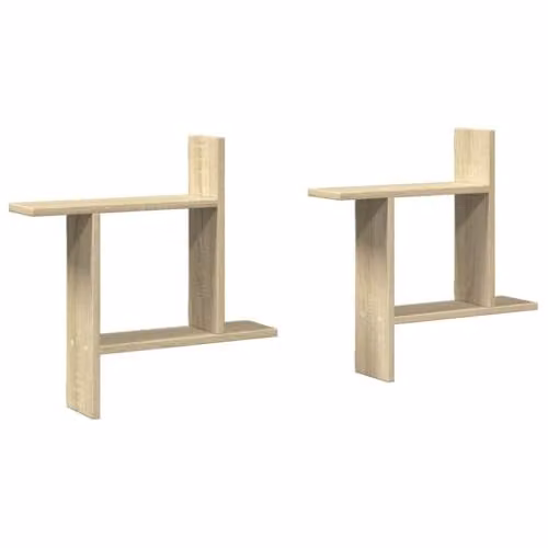 vidaXL Set of 2 Modern Wall Mounted Shelves in Sonoma Oak Brown, W/D/H: 50 x 12 x 50 cm