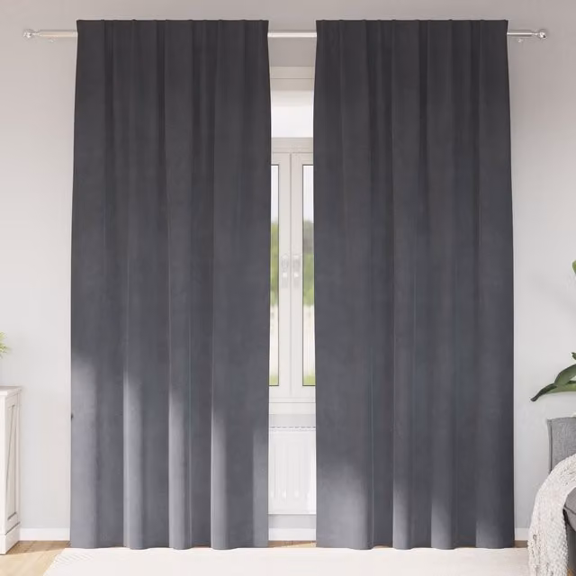 Berkfield Home Blackout Velvet Curtains with Top Tape, 2 Pack, Super Light Grey