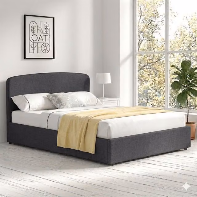 OAT Home Modern Upholstered Ottoman Storage Bed in Grey Fabric