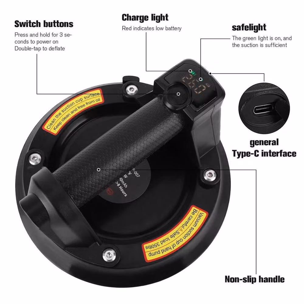 SPETLEK Heavy Duty Electric Vacuum Suction Cup Lifter in Black – 4