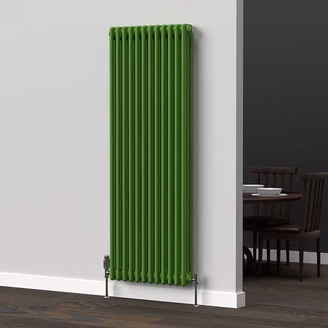 Lux Heat Vertical Coloured Column Radiator in Apple Green, H 150 cm x W 56 cm