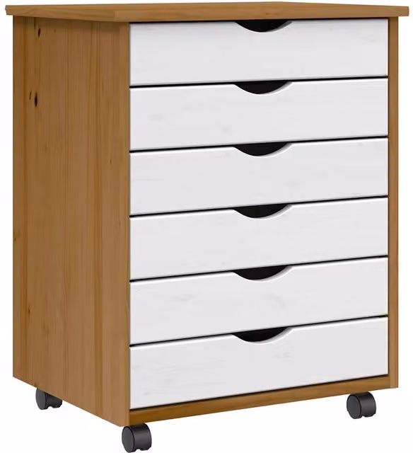 Berkfield Home MOSS Rolling Cabinet with Drawers in Honey Brown Solid Pine Wood – 1