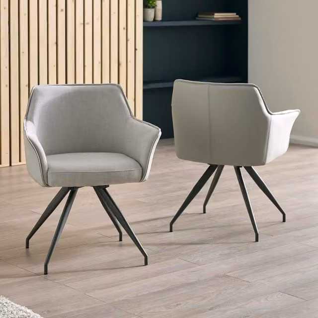 Julian Bowen Noah Modern Dining Chair with Armrests in White and Grey