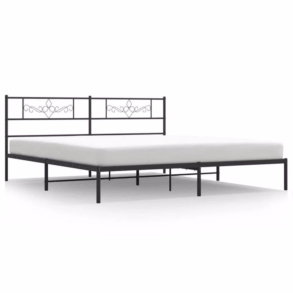 Berkfield Home Metal Bed Frame with Headboard in Black, W/D/H: 180 x 200 cm – 2