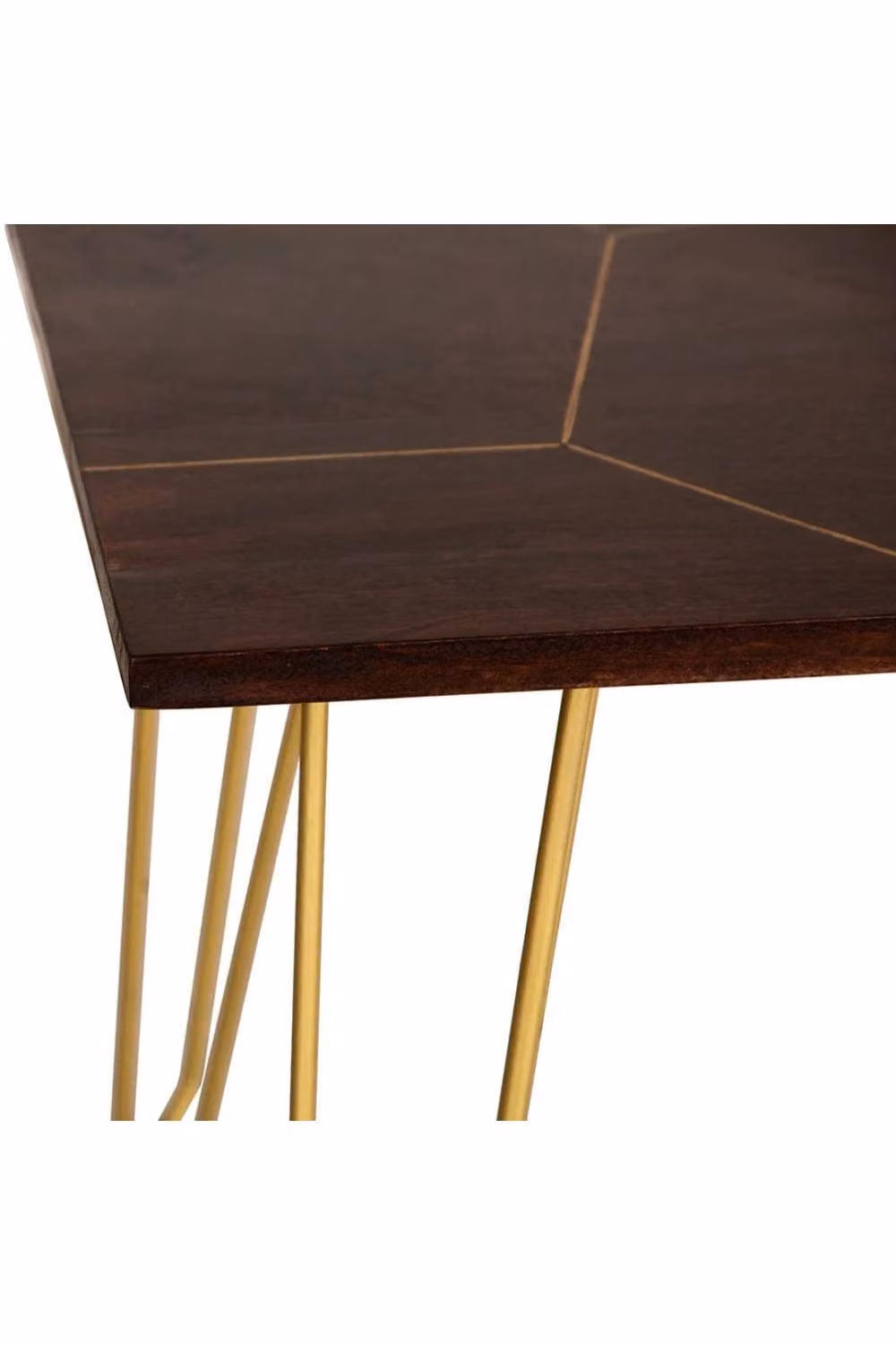 IH Design Silchester Rectangular 6 Seater Dining Table in Dark Mango Wood with Gold Detail, Brown – 3