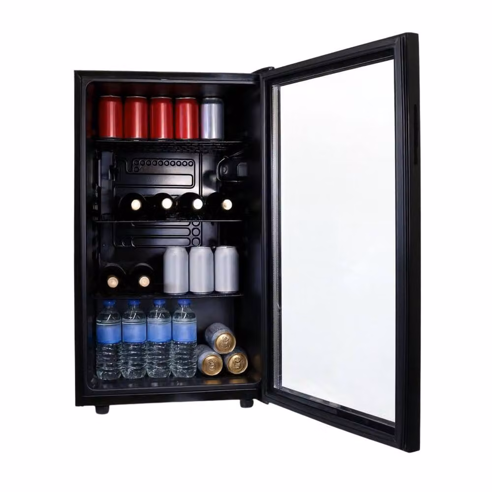 SIA DC1BL Under Counter Drinks Fridge and Beer or Wine Cooler with Glass Door, Black, 118L, W/D/H: 53.5 x 49.5 x 84.5 cm – 3