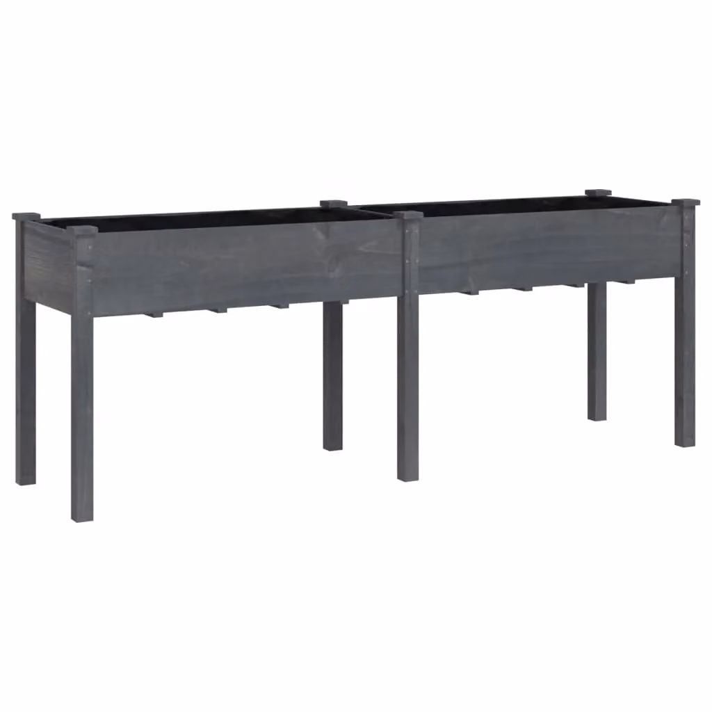 Berkfield Home Grey Solid Wood Planter with Liner W/D/H: 203 x 53 x 76 cm – 2
