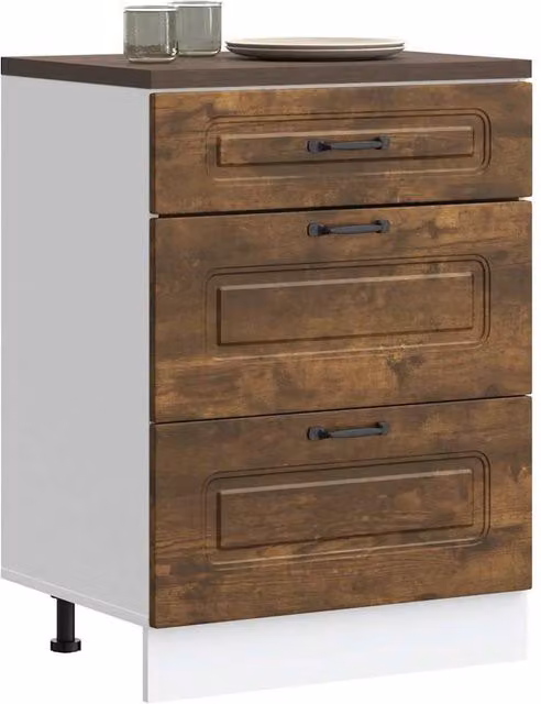 Berkfield Home Kalmar Kitchen Base Cabinet in Smoked Oak Brown Engineered Wood